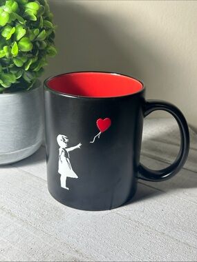 BANKSY “The Balloon Girl” Raised Texture Coffee Cup Mug